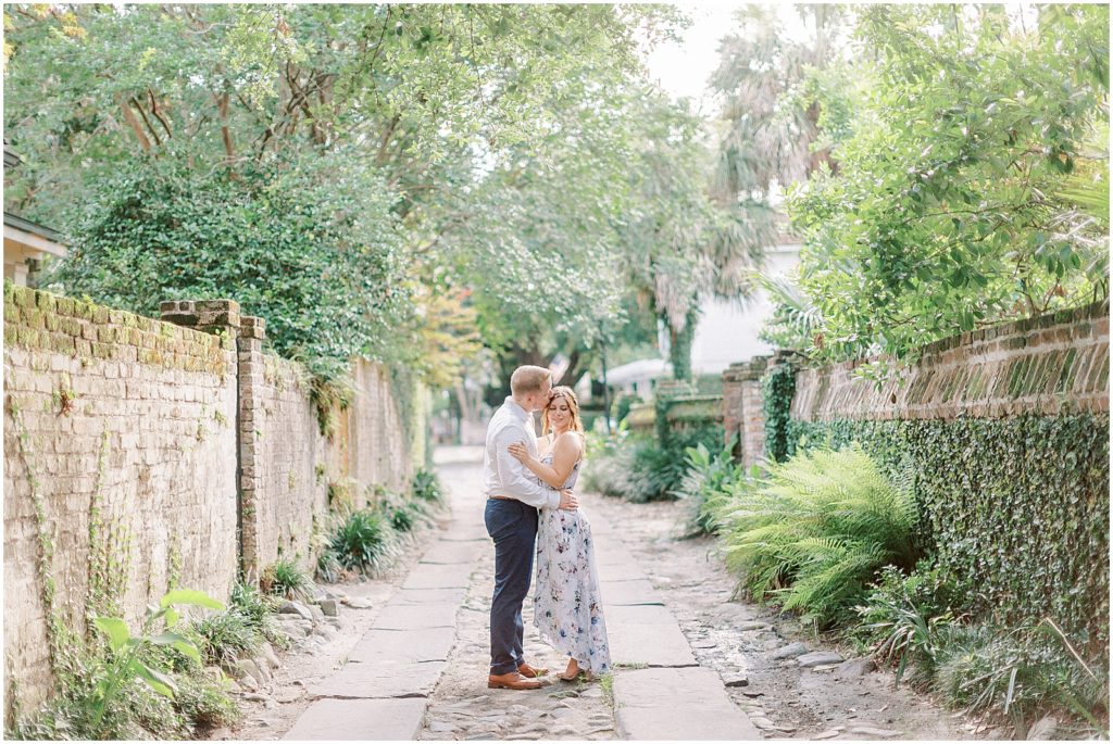Summer engagement photos in alley
