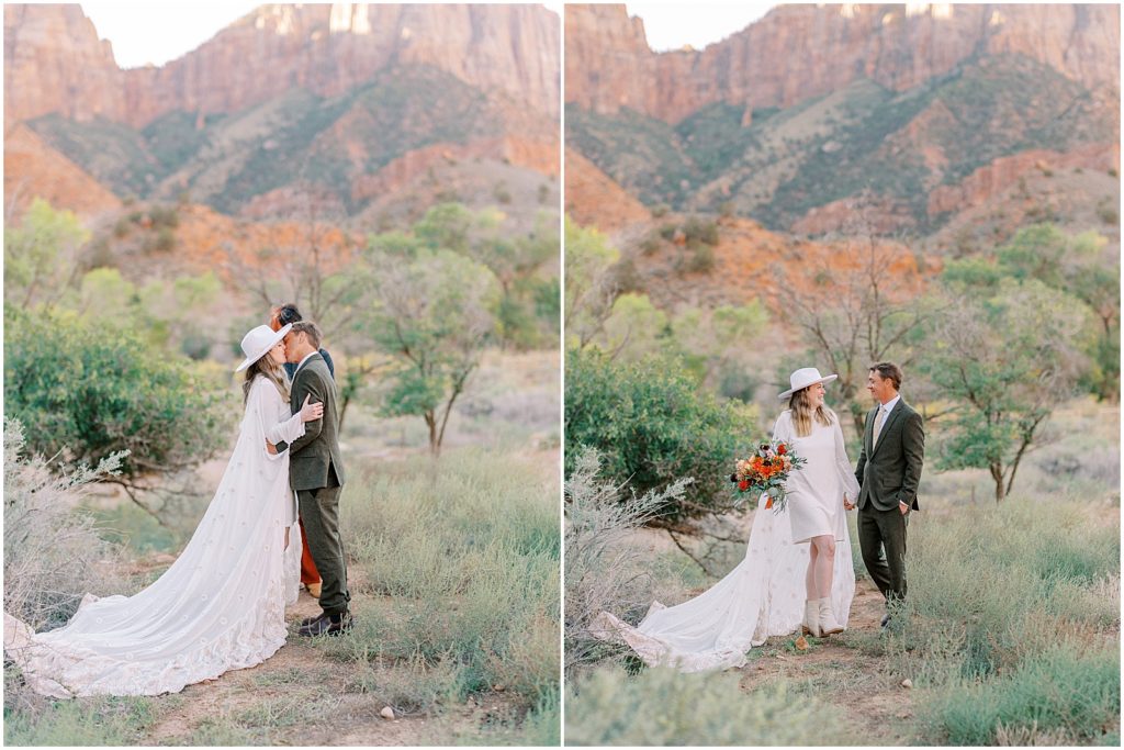 Just married in Zion National Park. First kiss. 