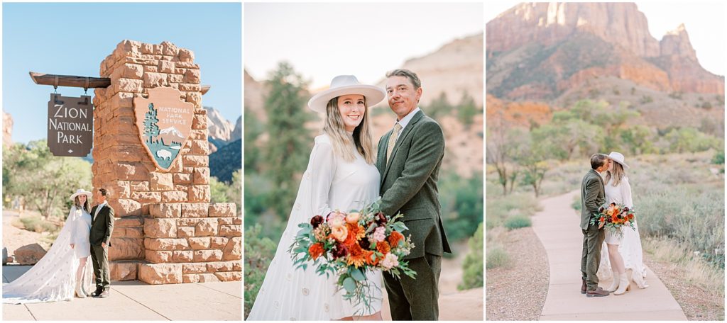 Zion National Park elopement. Canyon overlook elopement. Bride and groom eloping in Zion